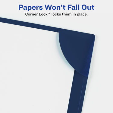 Avery Corner Lock Document Sleeves for 3 Ring Binders, 1 Navy Blue Plastic Sleeve (47838)